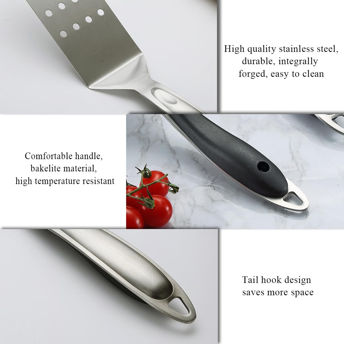 Evanda Metal Grill Spatula, Stainless Steel Barbecue Turner, Handle Heat Resistant and No Melt, Great for Outdoor BBQ, Teppanyaki, Camping