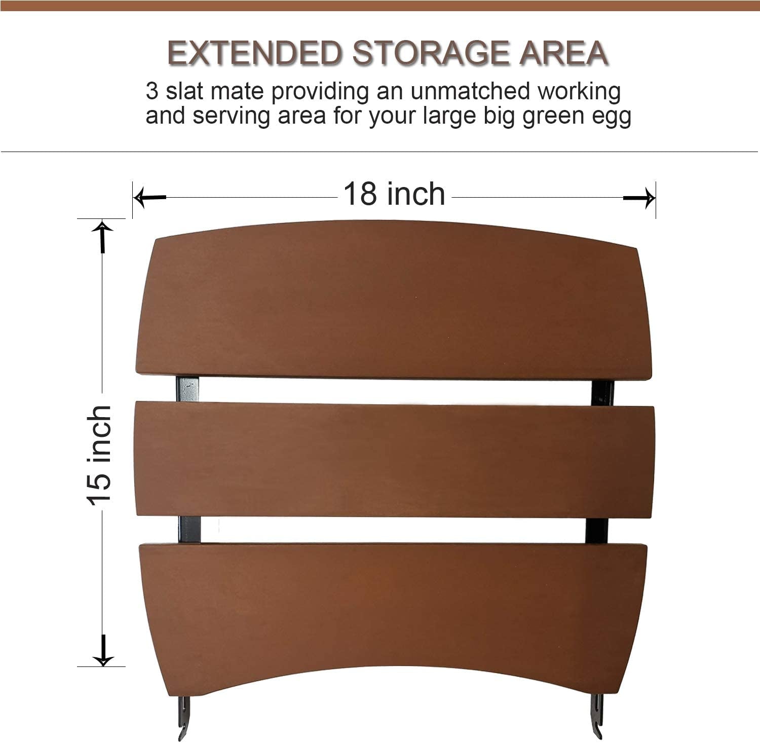 Side Shelves for Large Big Green Egg 3 Slat Grill Mates Large Green Egg Accessories Kamado Grill Parts Replacement HDPE Grill Smoker Accessories