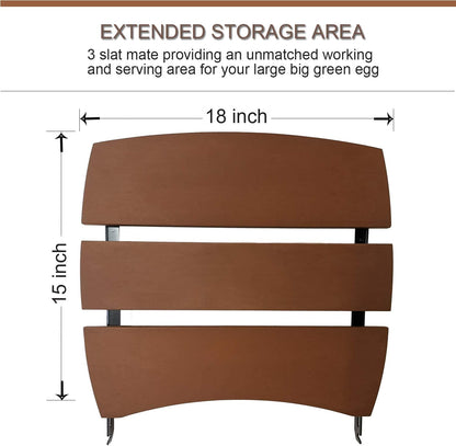 Side Shelves for Large Big Green Egg 3 Slat Grill Mates Large Green Egg Accessories Kamado Grill Parts Replacement HDPE Grill Smoker Accessories