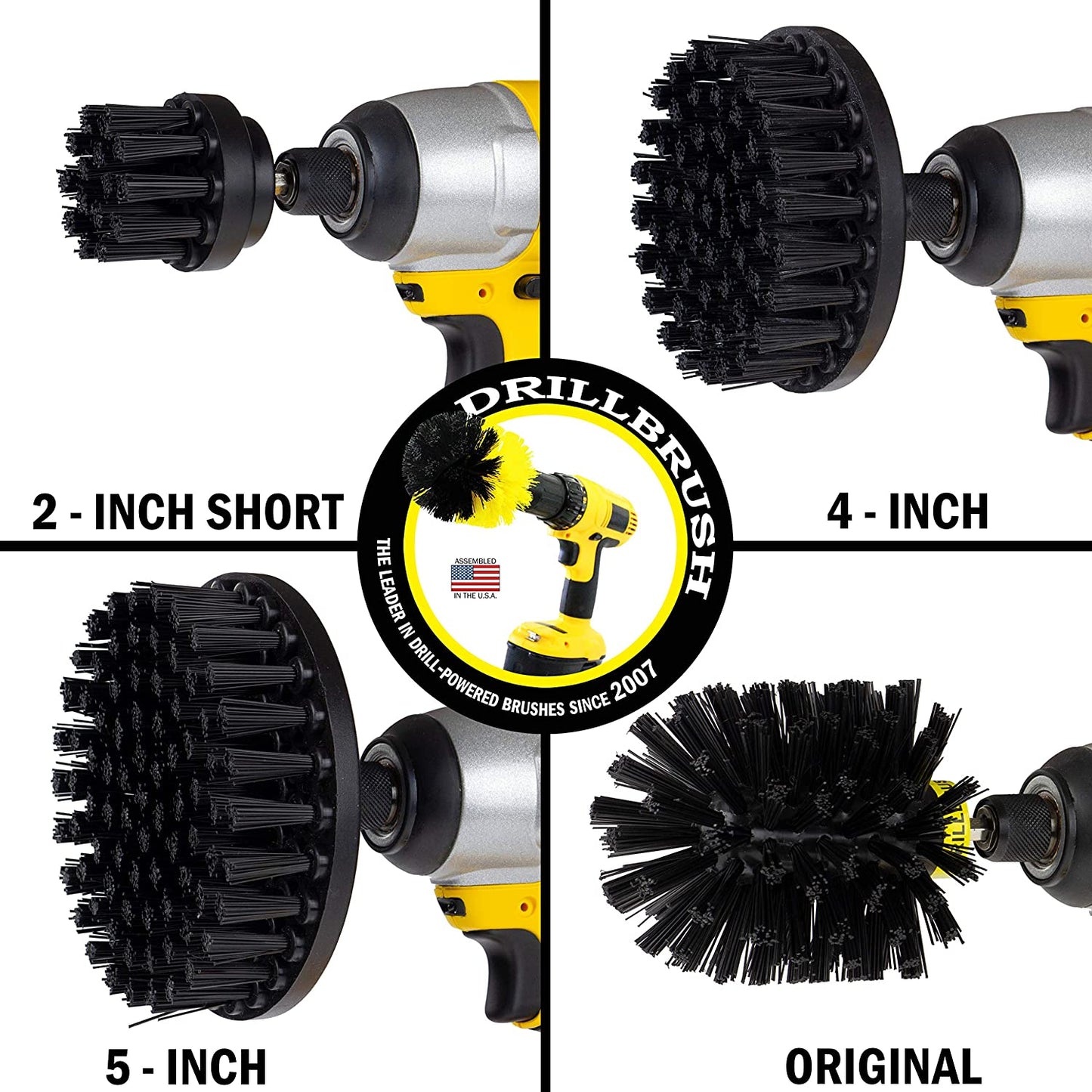 BBQ Grill Cleaning Ultra Stiff Drill Powered Cleaning Brushes 4 Piece Kit Replaces Wire Brushes for Rust Removal, Loose Paint, De-Scaling, Graffiti Removal on Stone, Brick, and Masonry.