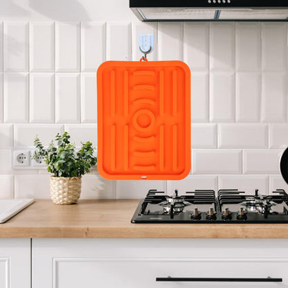 Silicone Griddle Spatula Mat, 14.3X11 Inch Slip Preventing Heat Resistant Silicone BBQ Tool Mat Grill Utensil Holder Serving Spoon Drip Pad for Kitchens & Stoves & Grills Countertops