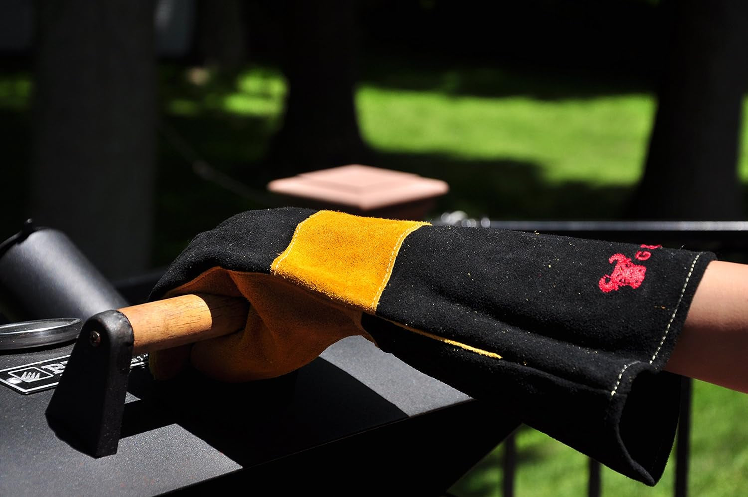 14.5" Long Premium Leather Gloves, BBQ Gloves, Grill and Fireplace Gloves, Cotton Lining with Kevlar Stitch, Heat Resistant Gloves, Animal Handling Gloves, Bite-Proof Gloves