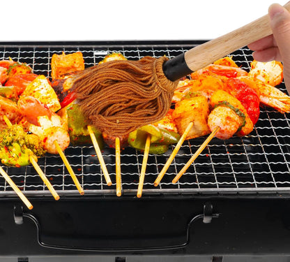 2Pcs Grill Basting Mops with 2Pcs Extra Replacement Brushes, 18 Inch Barbecue Mop Brush BBQ Sauce Basting Mops Oil Brush Basting Mops for Roasting or Grilling, Smoking, Steak