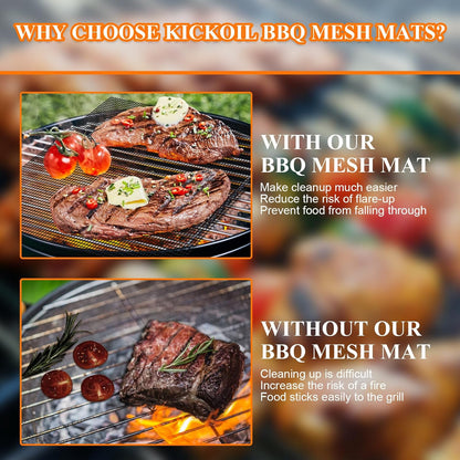 Grill Mesh Mat Set 5 Barbecue Grill Accessories Reusable Non-Stick Grill Mat for Vegetables Fish Grilling Mat Sheets for Outdoor Smoker Charcoal Gas Electric Grill BBQ Tools,Xl 15.75 X 13 Inch, Black