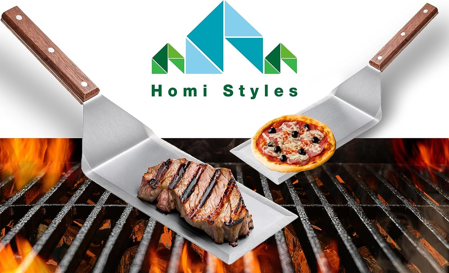 LUSHIG Stainless Steel Spatula with Wooden Handle, 8 Inch Metal Spatula for Cast Iron Skillet, Pancake Flipper Spatula with Beveled Edges, Food Flipper for Grilling, Cooking Scraper BBQ Grill Flat Top