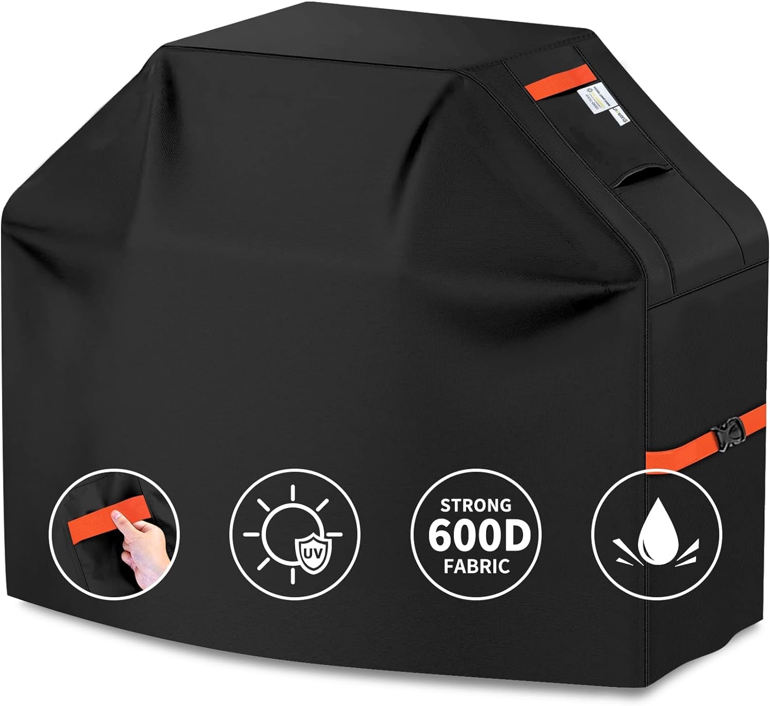 Grill Cover BBQ Grill Cover 600D Waterproof Heavy Duty Gas Grill Cover, UV & Dust & Rip-Proof, Barbecue Grill Covers for Weber, Brinkmann, Char Broil Grills(72" L X 26" W X 51" H, Black)
