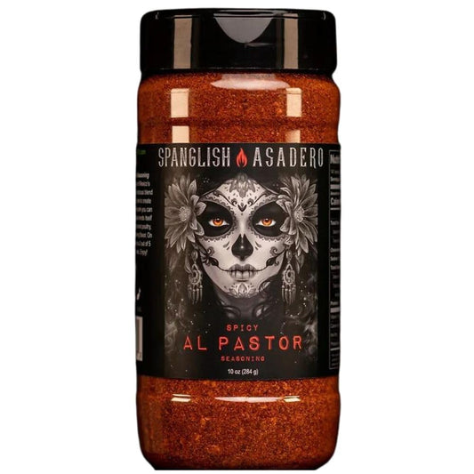 Spanglish Asadero 10Oz Spicy Al Pastor | Mexican Seasoning for Steak, Chicken, Pork, Lamb, and Elote | Low Sodium, Gluten-Free BBQ Rub for Smoking or Grilling