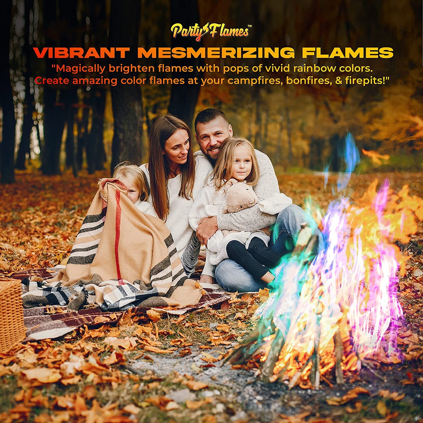 Party Flames Fire Color Changing Packets (10 Pack) - Fire Pit, Campfires, Bonfire, Outdoor Fireplaces - Magic Colorful Cosmic Flame Powder - Perfect Fire Camping Accessories for Kids & Adults