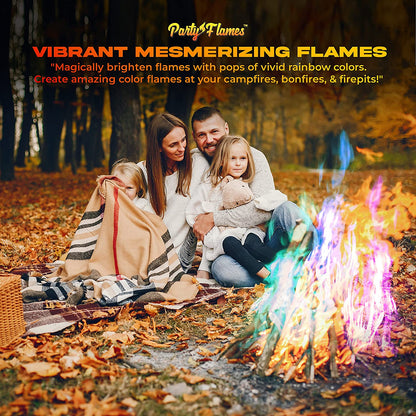 Party Flames Fire Color Changing Packets (10 Pack) - Fire Pit, Campfires, Bonfire, Outdoor Fireplaces - Magic Colorful Cosmic Flame Powder - Perfect Fire Camping Accessories for Kids & Adults