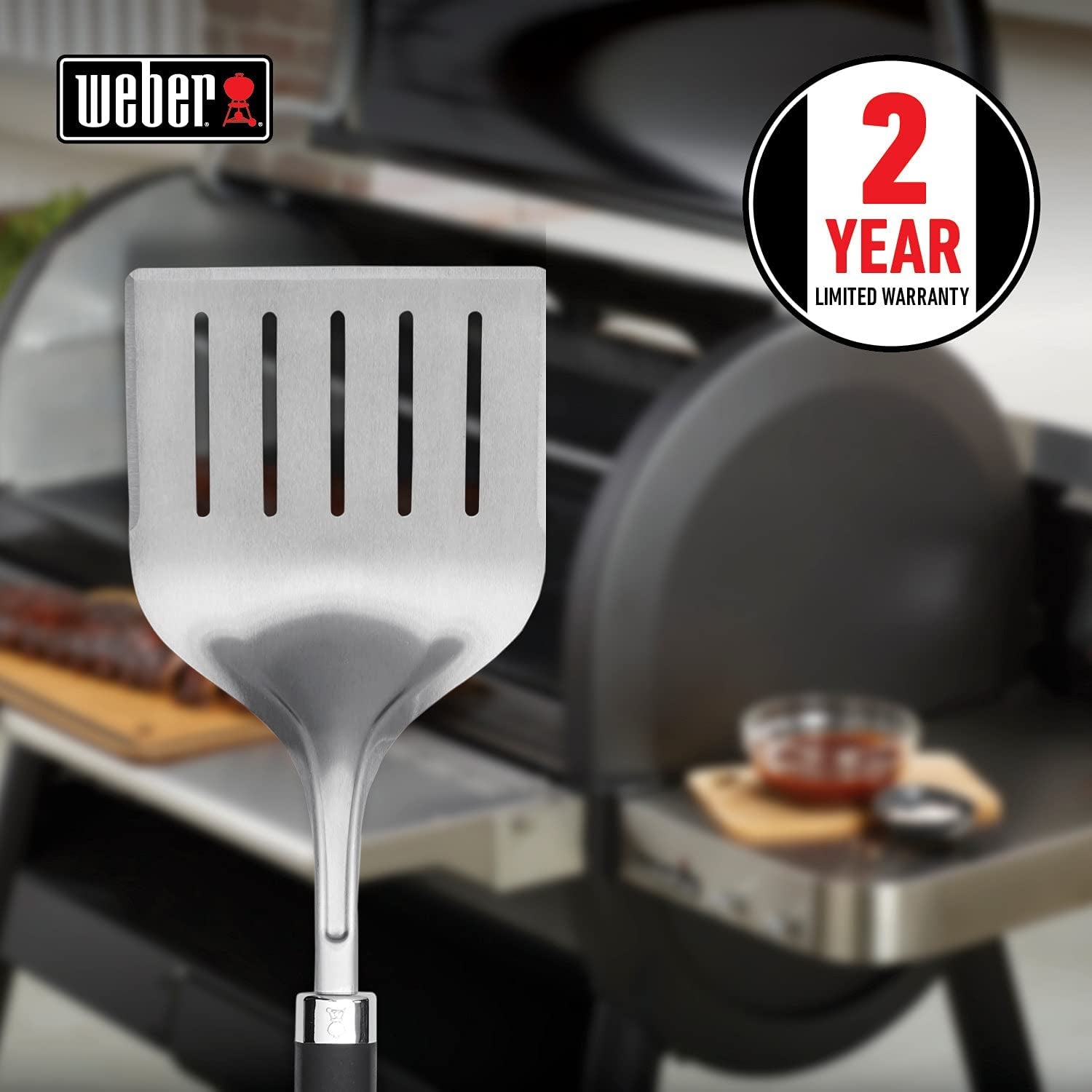 Weber Precision Grill Wide Spatula, Silver/Black, Large