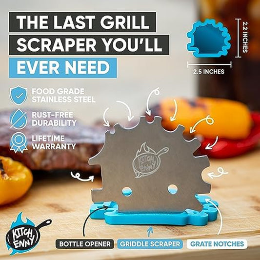 Grill Scraper for Outdoor Grill - BBQ Grill Accessories, Bristle-Free Camping Accessories, Perfect BBQ Gifts for Men Who like Grilling, Stocking Stuffers for Adults, Dads Who Have Everything