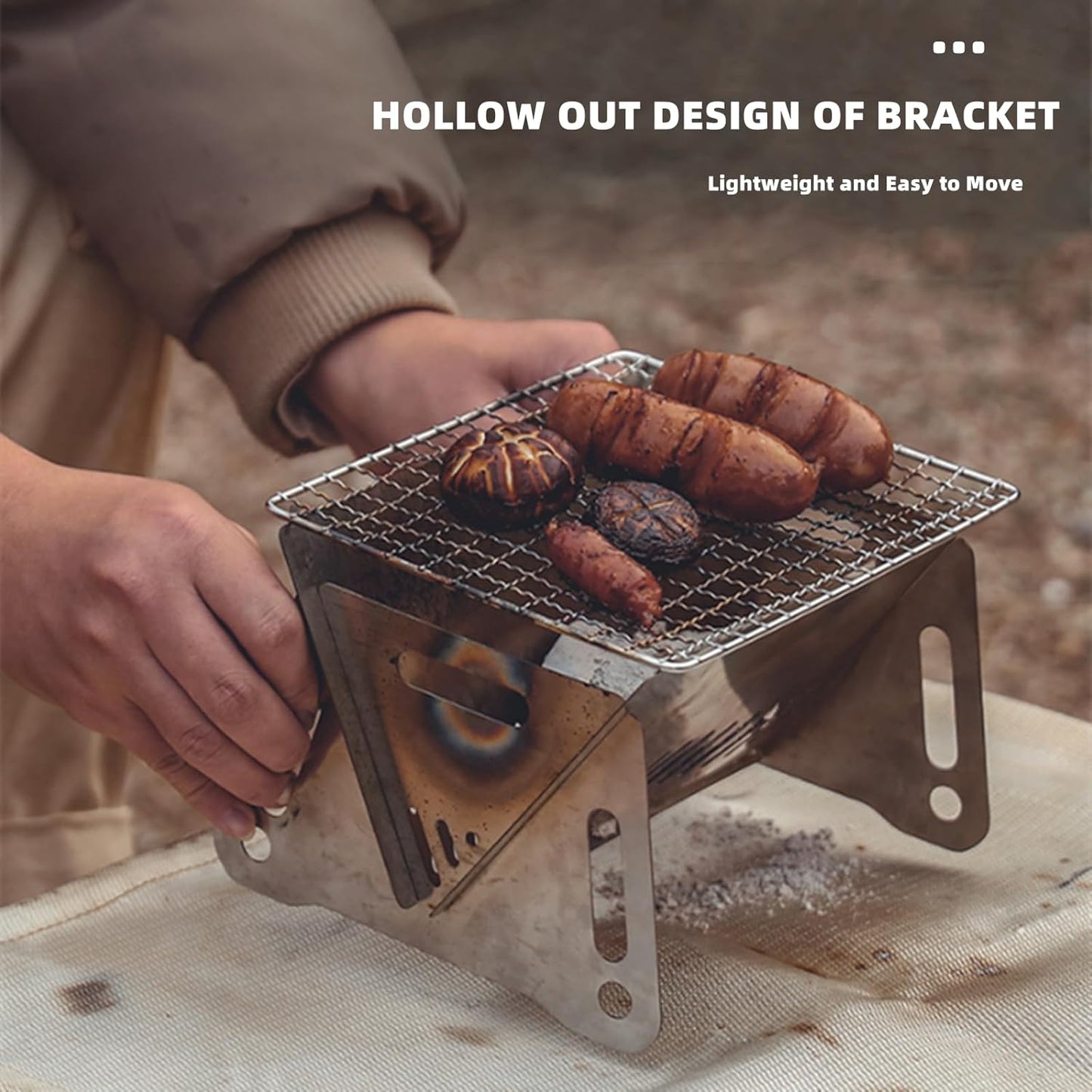 Portable Camping Grill Premium Stainless Steel Outdoor BBQ Grill for Camping Picnics Backyard Barbecues Assemblable Removable Stove with Grill Portable Folding Charcoal Grill