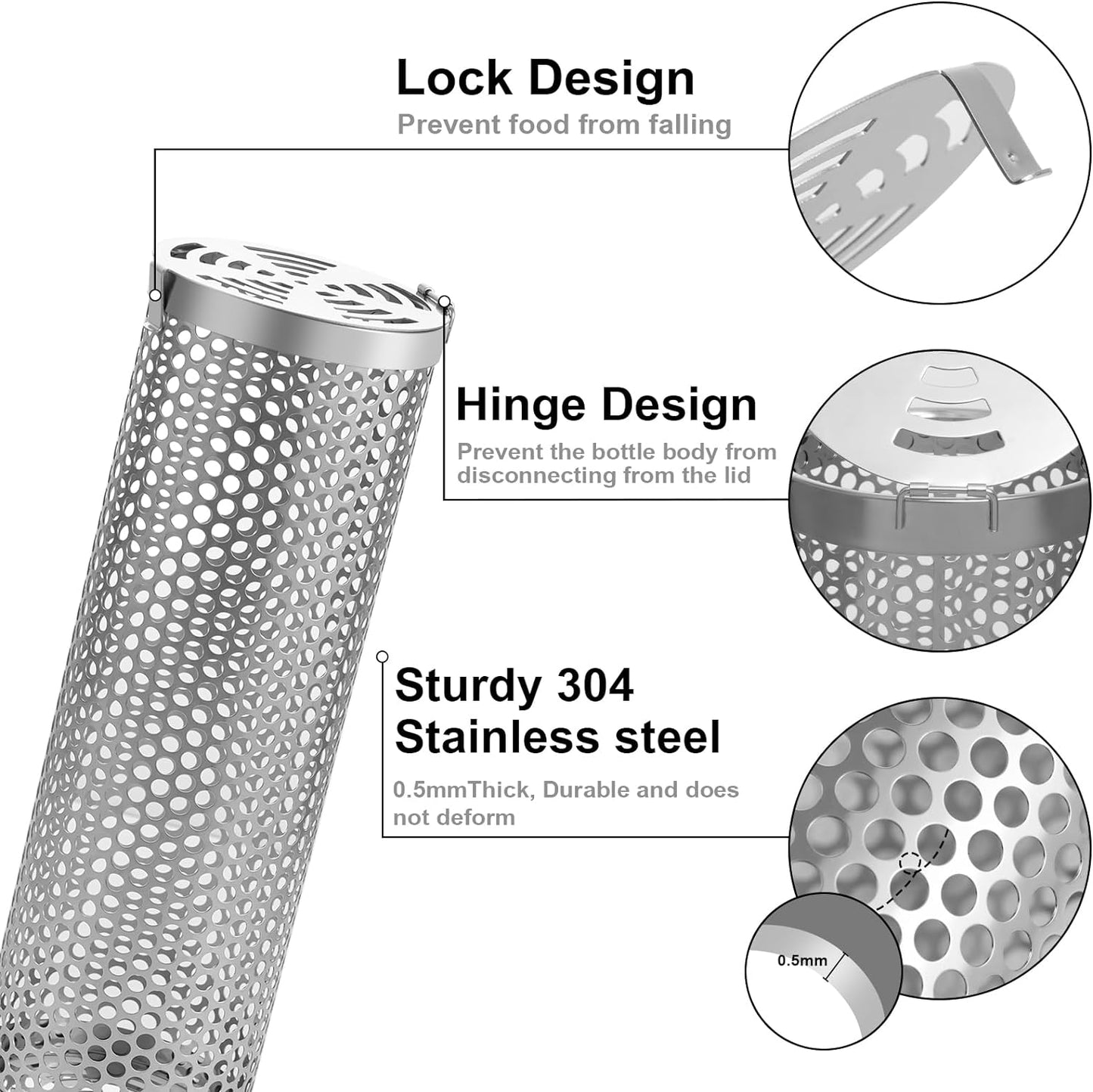 Reclite Rolling Grilling Baskets for Outdoor Grilling BBQ Grill Basket Stainless Steel, Grill Basket for Veggies Fish, Shrimp, Meat, Fries Food Camping, Gift for Men(Small+Large)