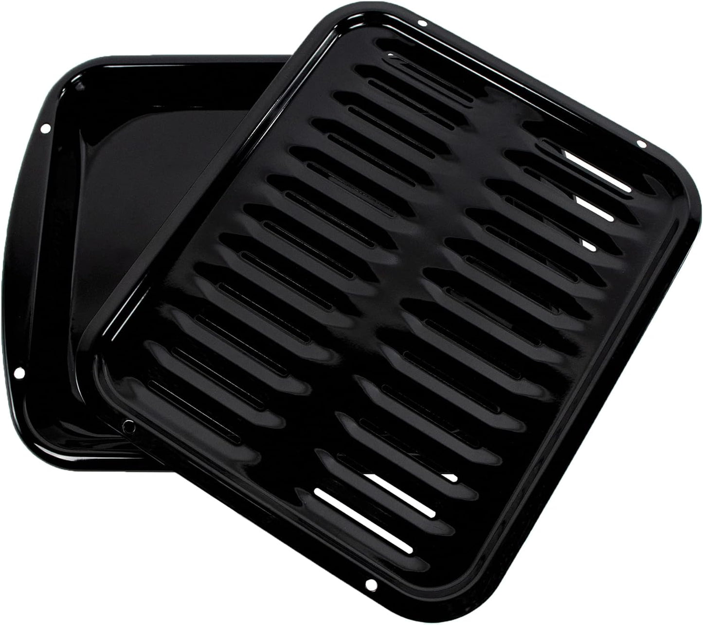 SPL50016 Large 2-Piece Broiler Pan & Grill Set Porcelain-On-Steel 16-1/2"X12-3/4"X1-3/4" Broiler Pan for Oven, Black