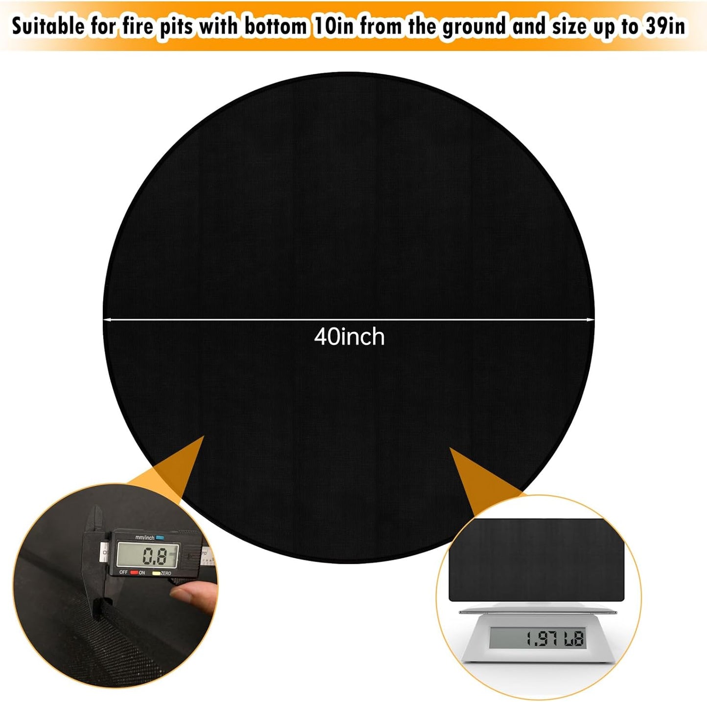 40" round Fire Pit Mat 3-Layer Outdoor under Grill Mat Patio Deck Protector BBQ Mat,Fire Proof Pads for Solo Stove Bonfire under Fire Pit,Charcoal Grills,Griddles and Smokers