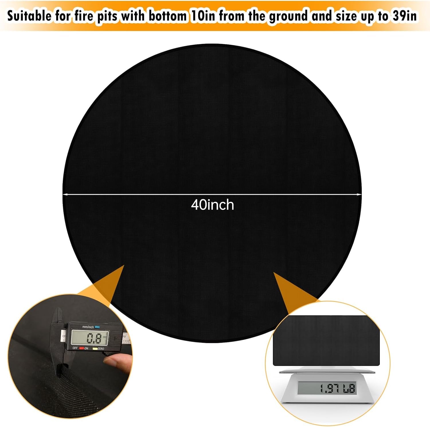 40" round Fire Pit Mat 3-Layer Outdoor under Grill Mat Patio Deck Protector BBQ Mat,Fire Proof Pads for Solo Stove Bonfire under Fire Pit,Charcoal Grills,Griddles and Smokers