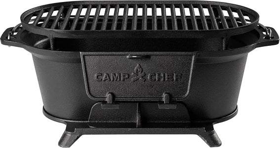 Camp Chef Cast Iron Charcoal Grill - Small, Portable Charcoal Grill for Camping Gear