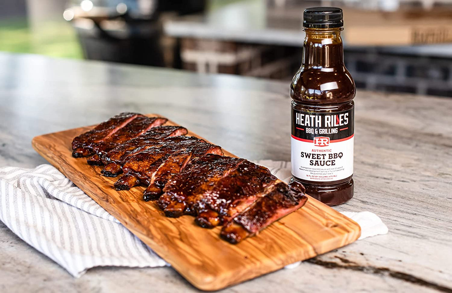 Heath Riles BBQ Sweet Barbecue Sauce, Champion Pitmaster Recipe, Bottle 16 Oz.