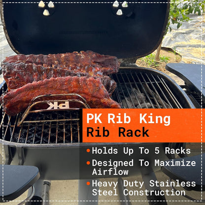 PK Grills Stainless Steel BBQ Rib Rack for Grilling, Smoking, & Roasting, Barbecue Grill Oven Accessories, PKUA-RR-SS