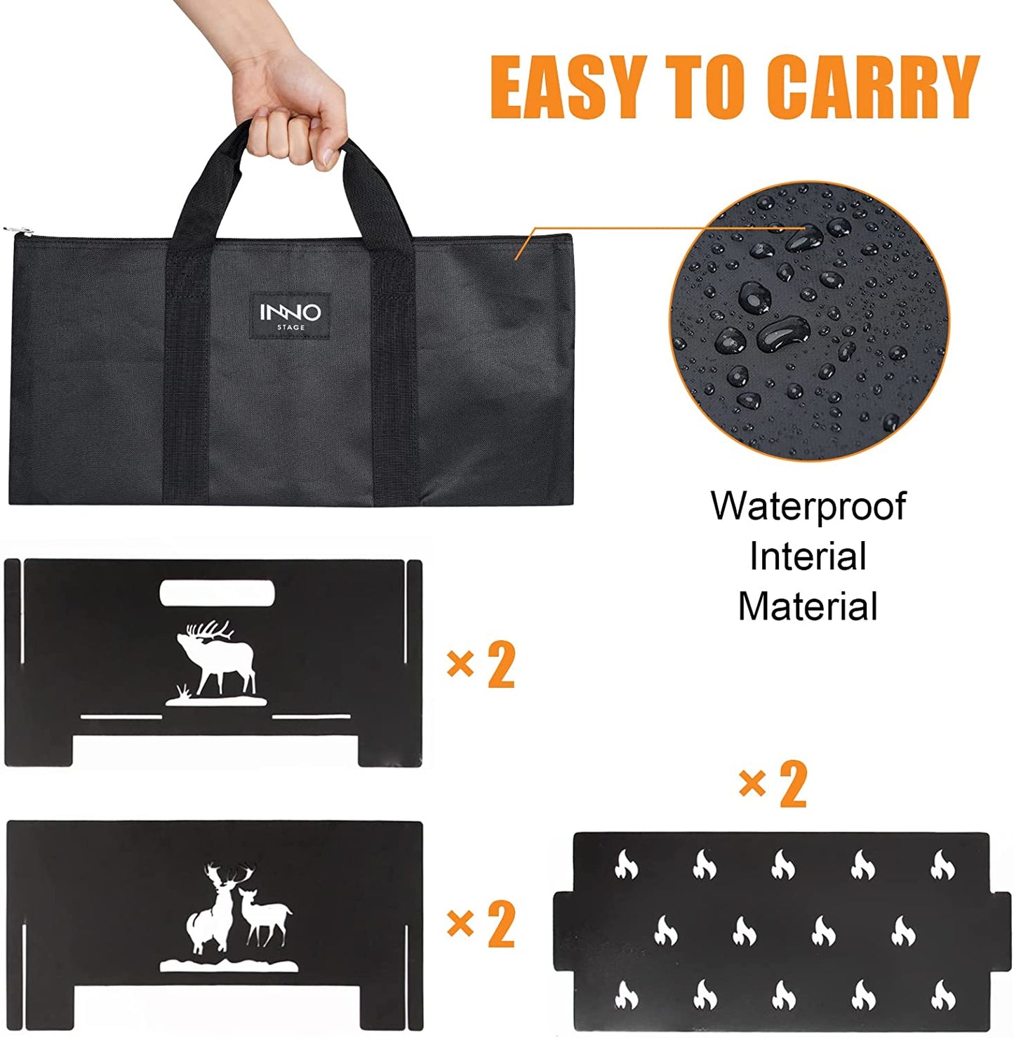 Portable Plug Fire Pit, 15.8 Inch Collapsible Firepits for outside Wood Burning, Folding Outdoor Indoor Accessories for BBQ Camping Travel or Picnic, Foldable Fire Pits Bonfire of Backyard Patio