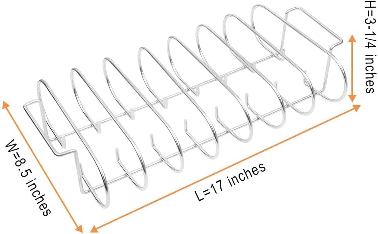 BBQ Rib Racks for Smoker and Grilling Roasting Rack 100% 304 Stainless Steel Food Grade,Holds 7 Ribs Rack for Grilling & Barbecuing for Large&Xlarge Big Green Egg,Kamado Joe Classic,Big Joe