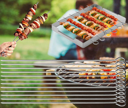 12 Inch Barbecue Skewers Metal BBQ Sticks,12Pack Stainless Steel Square Skewer,Kebob,Kabob Sets for Grill Outings Cooking (BBQ Skewers Square 12Inch-12P)