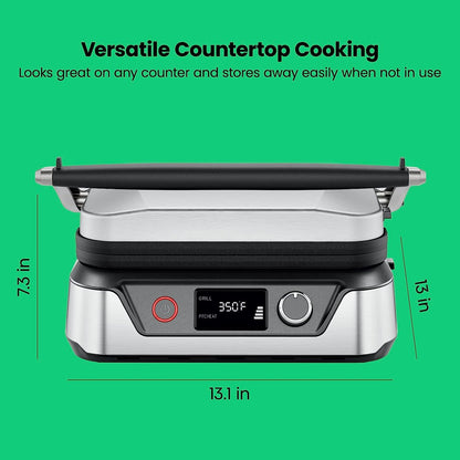 5-In-1 Digital Panini Press Grill Sandwich Maker and Griddle Grill Combo with Removable, Reversible Dishwasher-Safe Grilling Plates, Opens 180° for Indoor BBQ or Flat Top Grill