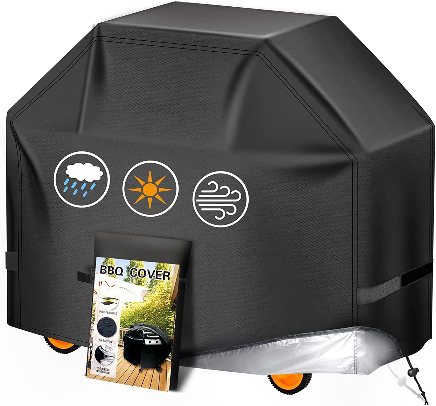 Aoretic Grill Cover, 58Inch BBQ Gas Grill Cover, Waterproof,Anti-Uv Material with Hook-And-Loop and Adjustable Rope for Weber Char-Broil Monument, Brinkmann Dyna-Glo Nexgrill Megamaster MASTERCOOK