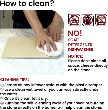 Pizza Stone 12In X 15In Rectangular Baking & Grilling Stone, Perfect for Oven, BBQ and Grill. Innovative Double - Faced Built - in 4 Handles Design