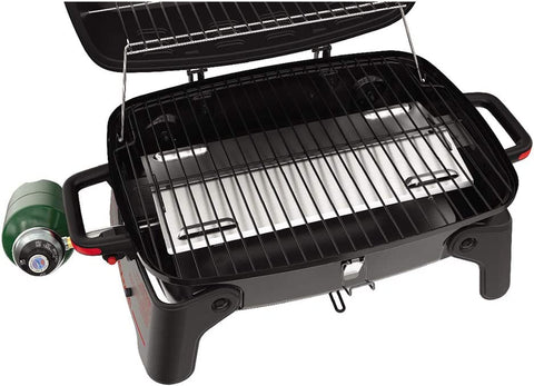 Image of 820-0065C 1 Burner Portable Gas Grill for Camping, Outdoor Cooking , Outdoor Kitchen, Patio, Garden, Barbecue with Two Foldable Legs, Red + Black