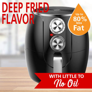 3.2-Quart Small Electric Air Fryer, Timer & Temp. Control (Black, Silver) (AF-300BK)