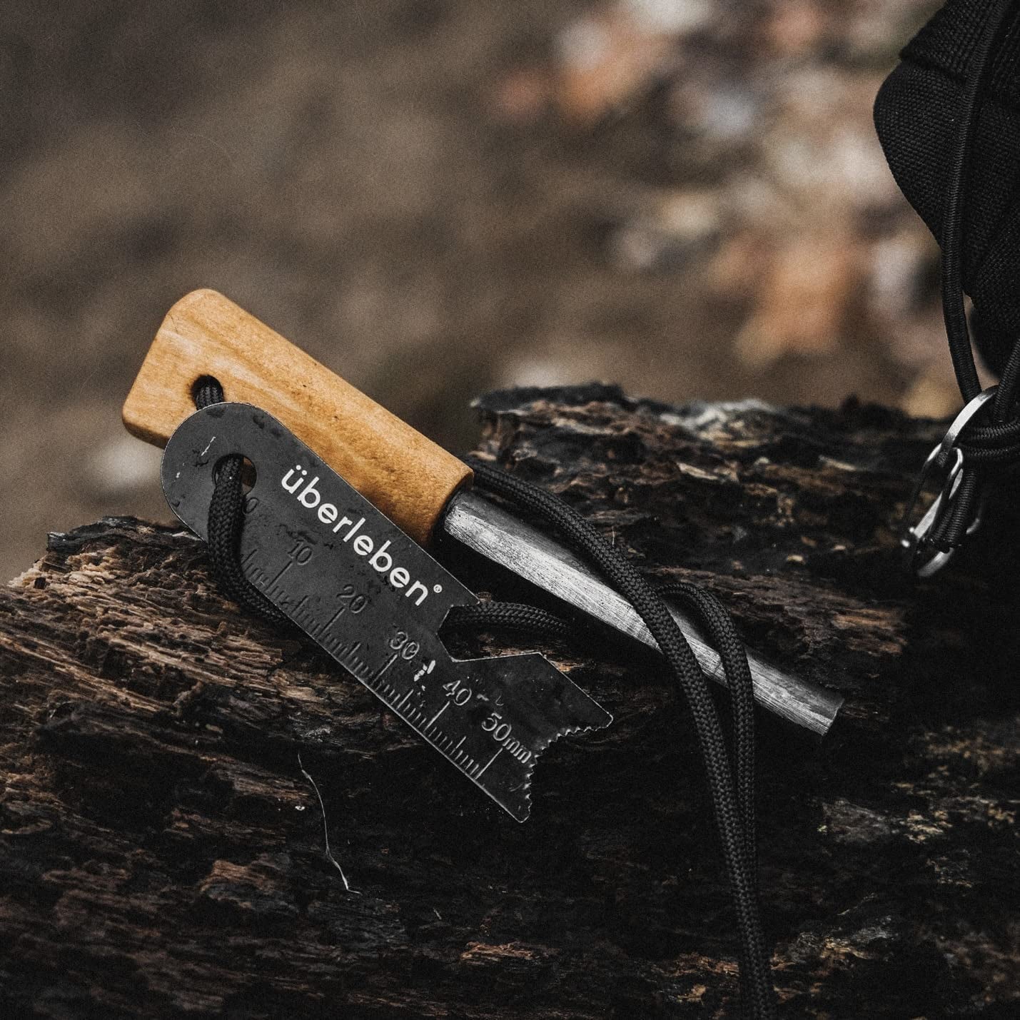 Überleben Zünden Fire Starter - Traditional Ferro Rod, Handcrafted Wood Handle - 5/16", 3/8", & 1/2" Thick Fire Steel - 12,000-20,000 Strikes - Survival Igniter with Neck Lanyard & Multi-Tool Striker