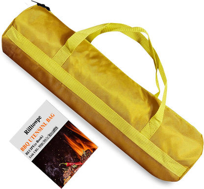 Rilltowpe BBQ Tool Storage Bag，Grill Accessory Storage，Bbq Tool Storage，Thickened Waterproof BBQ Tool Bag (Yellow)，Gifts for Men, Dad, Husband.