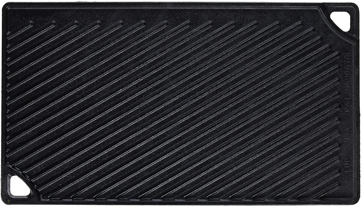 LDP3 Cast Iron Rectangular Reversible Grill/Griddle, 9.5-Inch X 16.75-Inch, Black