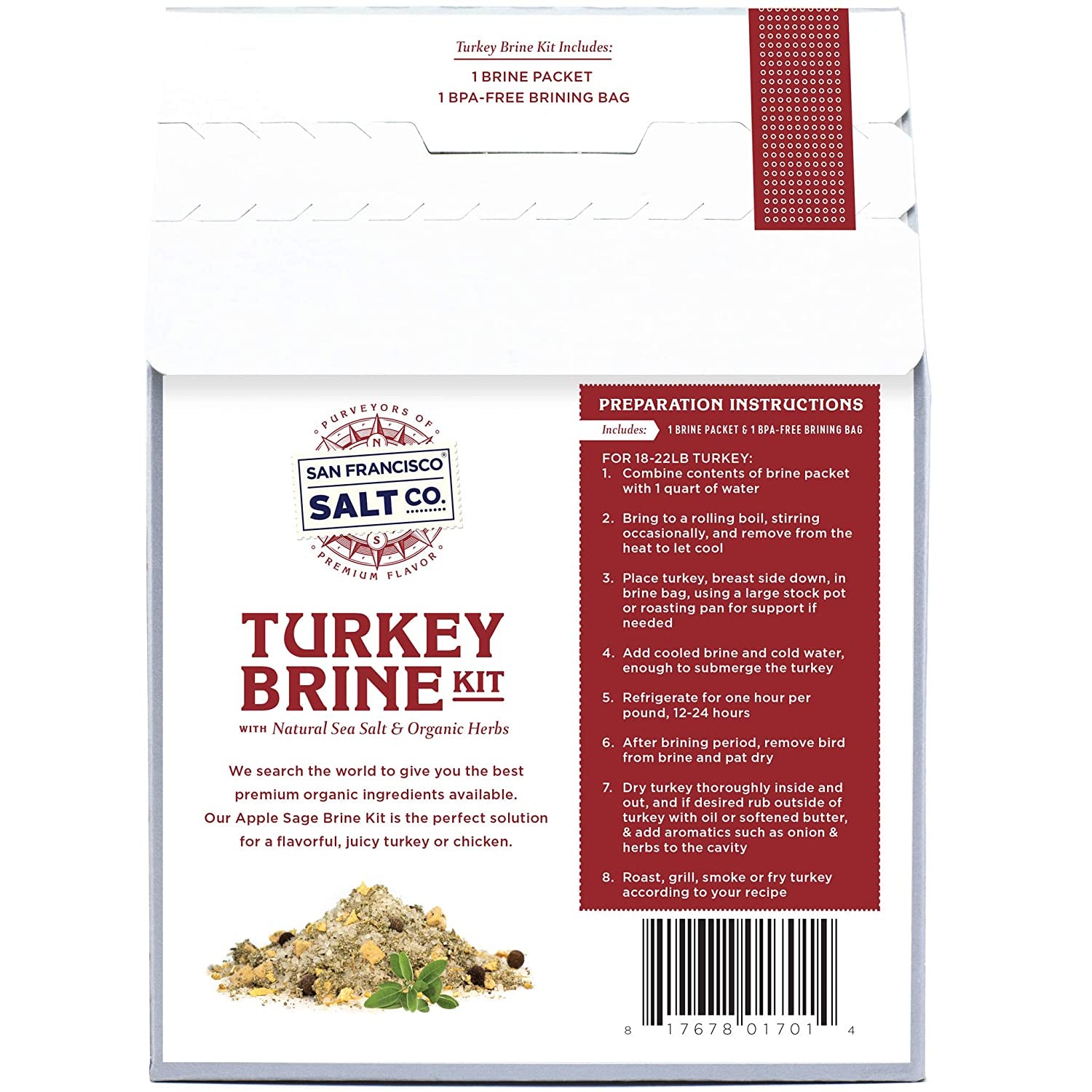 Organic Turkey Brine Kit - 16 Oz. Apple Sage with Brine Bag by San Francisco Salt Company