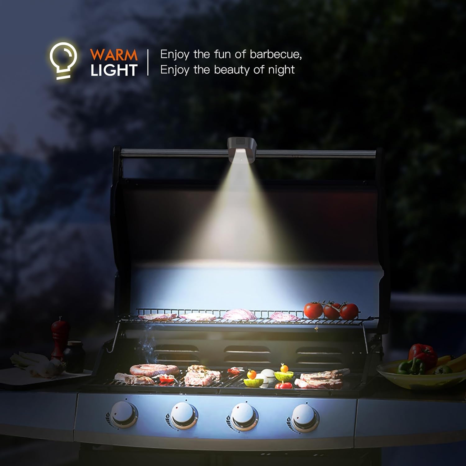 Grill Ligt, Barbecue eat-Resistant round andle Ligt wit Gravity Sensor, andle Diameter of 1.25In, Applicable to BBQ