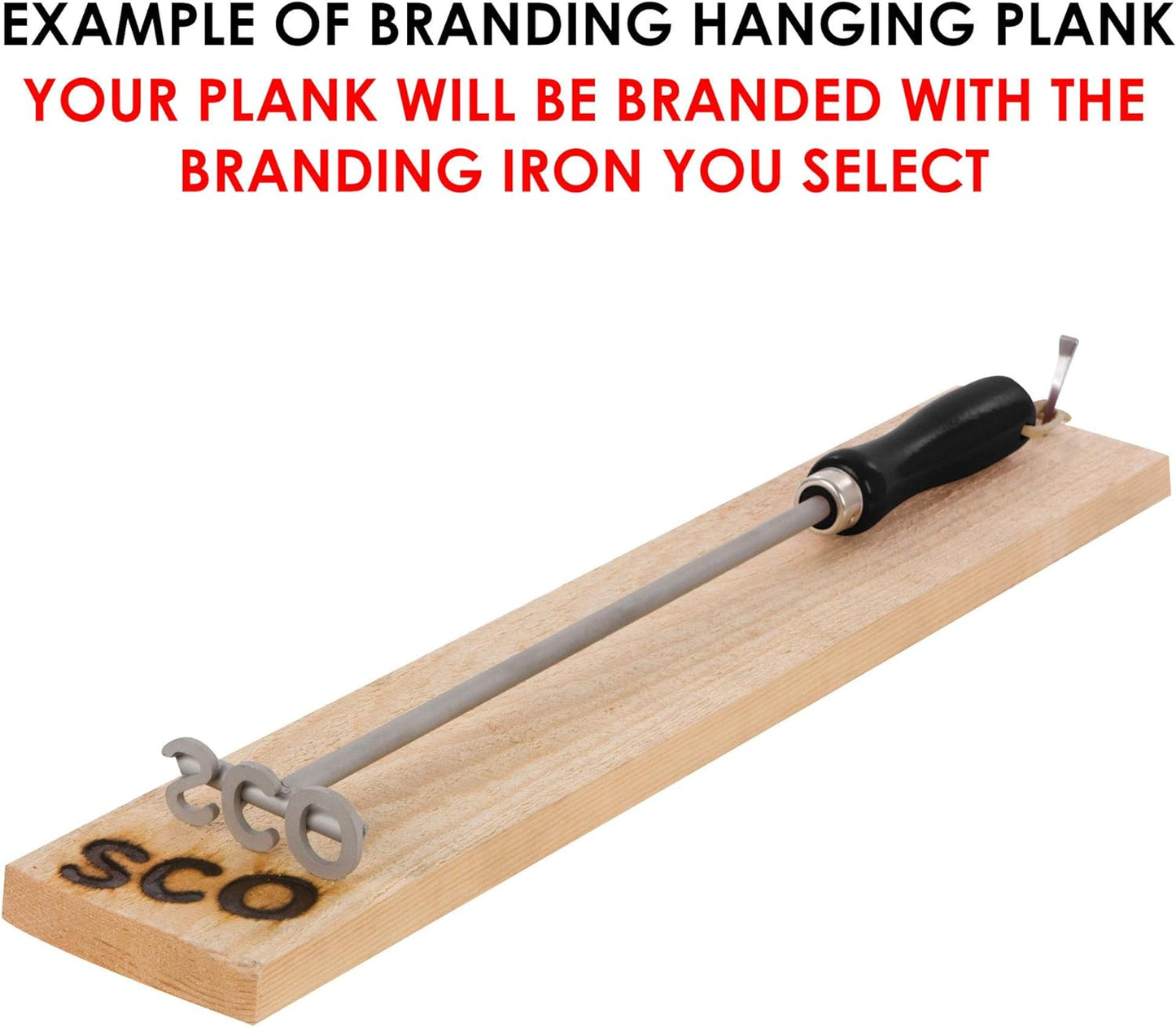 Western Z Branding Iron for Steak, Buns, Wood & Leather | Includes Redwood Plank & Wood Steak Plate