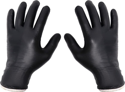 BBQ Gloves Kit with 2 Pairs of Reusable Heat Resistant Grilling Gloves Liner and 100 Pieces Disposable Nitrile Gloves for Outdoor Cooking and Barbecue, Black, X-Large