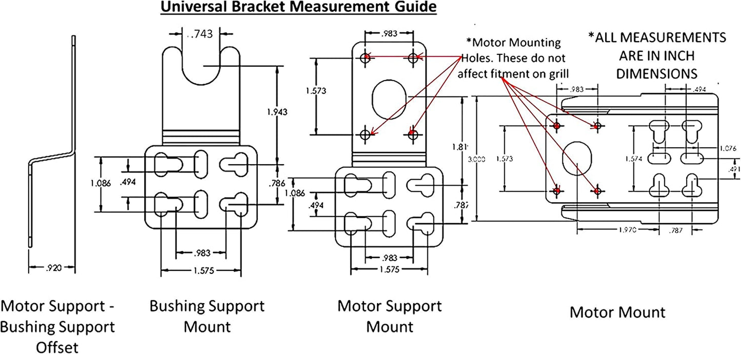 Onegrill Heavy Duty Chrome Universal Grill Rotisserie Kit with 13 Watt 50 Lb. Stainless Electric Motor - 37 X 1/2 Inch Hexagon Spit Rod (Grills up to 28 Inches Wide) Not for Weber.