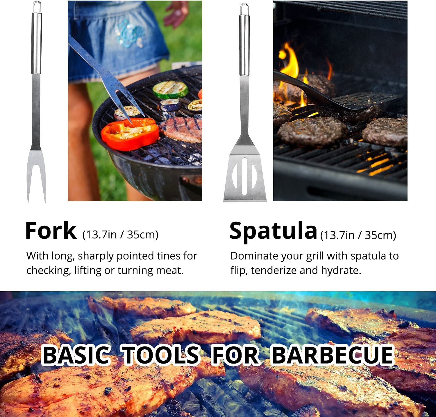 BBQ Utensil Set Stainless Steel Professional Barbecue Accessories Grill Tool with Bag Easy to Carry (9)