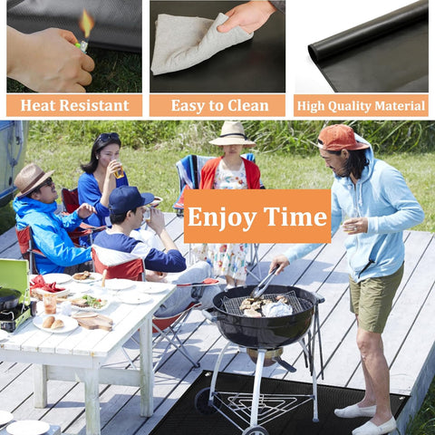 Image of Grill Mats for Outdoor Grill with Holes, 36×50 Inch under Grill Mat, Grill Mats for Outdoor Grill Deck Protector, Indoor Fireplace Mats Fire Pit Mats, Easy to Clean Reusable Outdoor Grill Mat