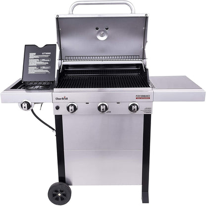® Performance Series™ Tru-Infrared Cooking Technology 3-Burner with Side Burner Cart Propane Gas Stainless Steel Grill - 463370719