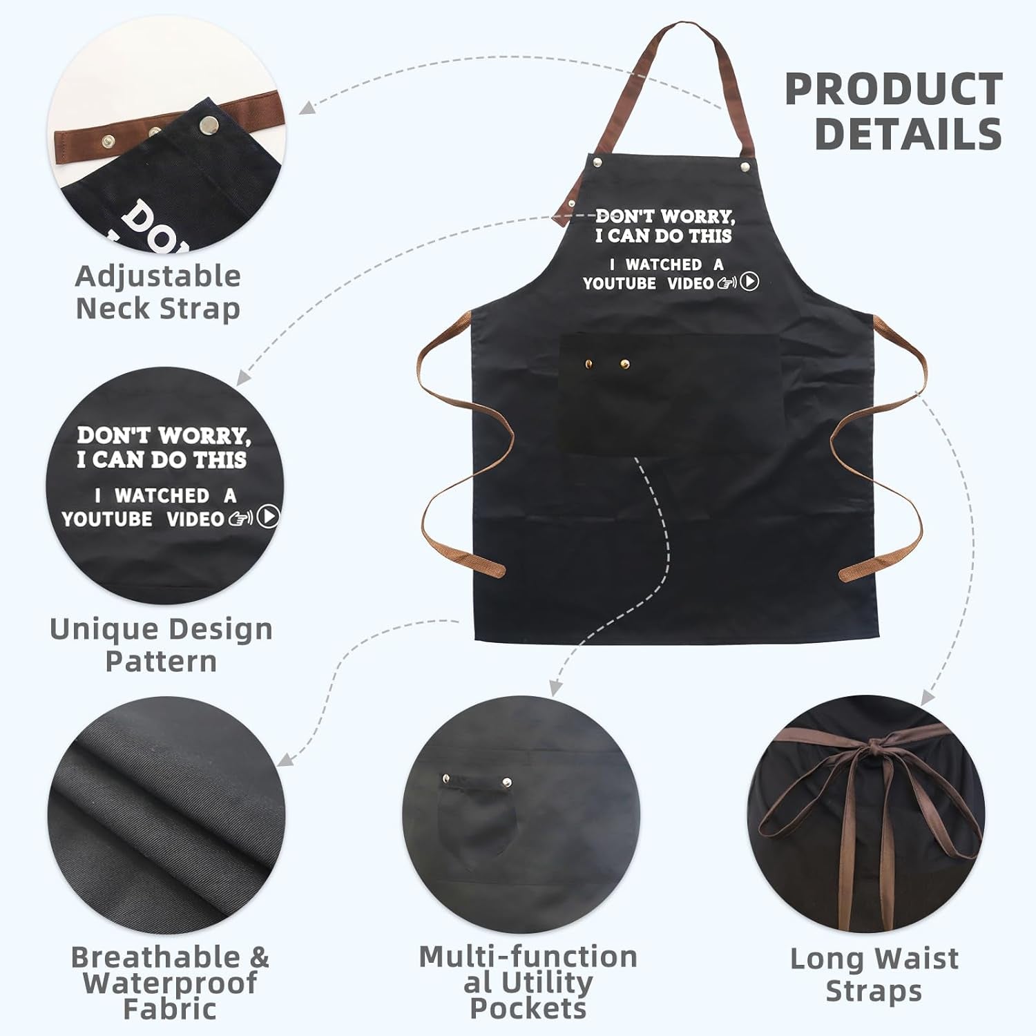 Cooking Chef Apron for Men, Funny Apron Gifts for Men with 3 Pockets Adjustable Neck Strap Grilling Kitchen BBQ Dad Apron-Birthday Christmas Gifts for Dad, Mom, Husband, Friends, Boyfriend