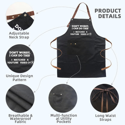 Cooking Chef Apron for Men, Funny Apron Gifts for Men with 3 Pockets Adjustable Neck Strap Grilling Kitchen BBQ Dad Apron-Birthday Christmas Gifts for Dad, Mom, Husband, Friends, Boyfriend