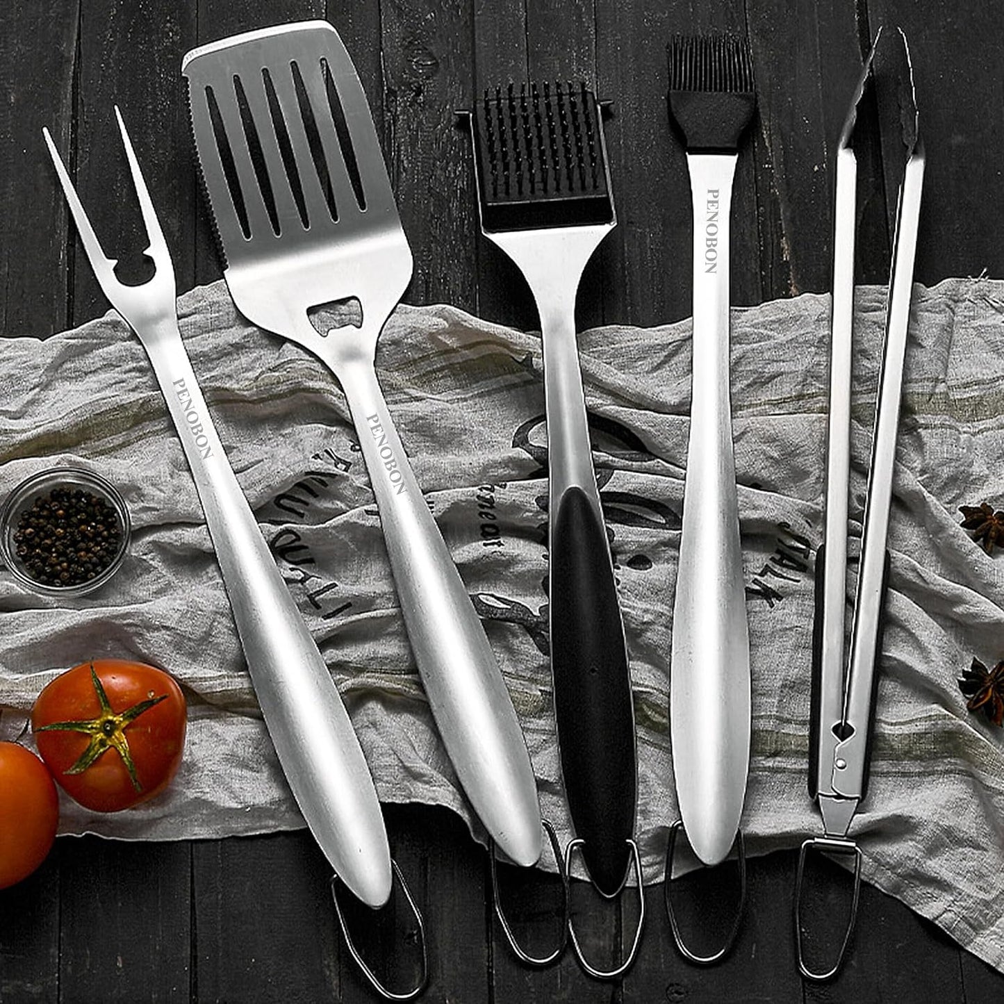 BBQ Tools Grill Tools Set, 15PCS Heavy-Duty Stainless Steel Grill Tools Grilling Accessories, 18 Inches Grill Accessories Grilling Gifts for Men