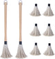 Donxote 18 Inch BBQ Mop Brush Set of 2, with 6 Extra Replacement Heads, Wooden Long Handle Cotton Head Mopping Basting Grill Sauce Perfect for Grilling Smoking Steak Marinade or Glazing