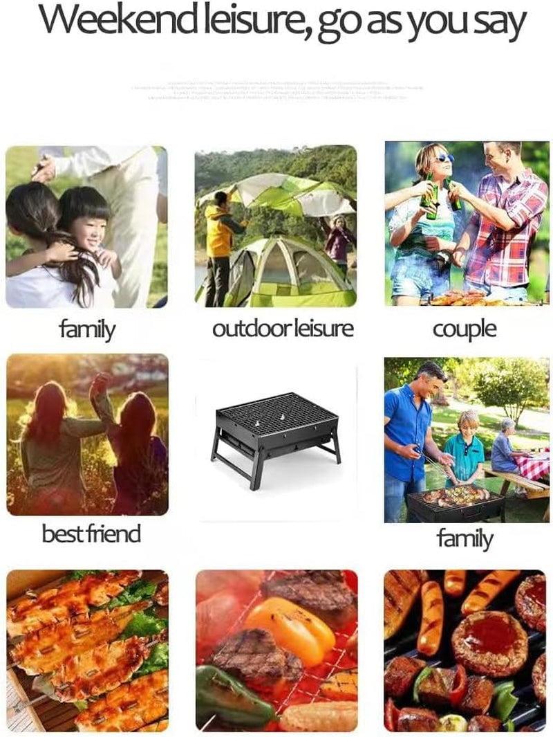 Folding Portable Barbecue Charcoal Grill, Barbecue Desk Tabletop Outdoor Stainless Steel Smoker BBQ for Outdoor Cooking Camping Picnics Beach