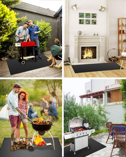 65 X 40 Inch Heavy Duty Large under Grill Mats for Outdoor Grill, Double-Sided Fireproof, Waterproof, Oil Proof Deck and Patio Protector Mat, BBQ Mat Grill Floor Mats Fireplace Fire Pit Mat