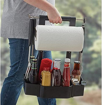 Adjustable Grilling Caddy | Store All Your Grilling Accessories in One Place | Roller Towel Holder | Reduce Mess While Grilling