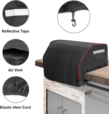 Built–In Grill Cover for Bull 45005, Built in Gas Grills 32 Inch BBQ Grill Top Cover for Bull Lonestar 4 Burner Bull Built in Bill Outlaw, Outdoor 87048 Smoker Waterproof Griddle Cover with Handle